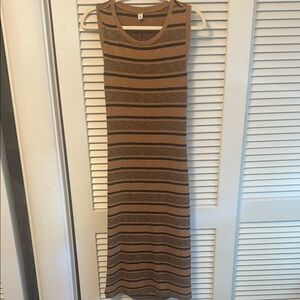 BP Brown Striped Midi Dress